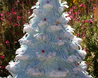 15" Ceramic Christmas Tree, Lighted with Music Box, Just Like Grandma/Mom Made #1607