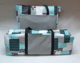 Teal, Black, Gray, White Patchwork Cricut Carrying Case /Silhouette Cameo 3 / Cricut Maker/ Cricut Explore/ Brother ScanNCut / Accessory Bag