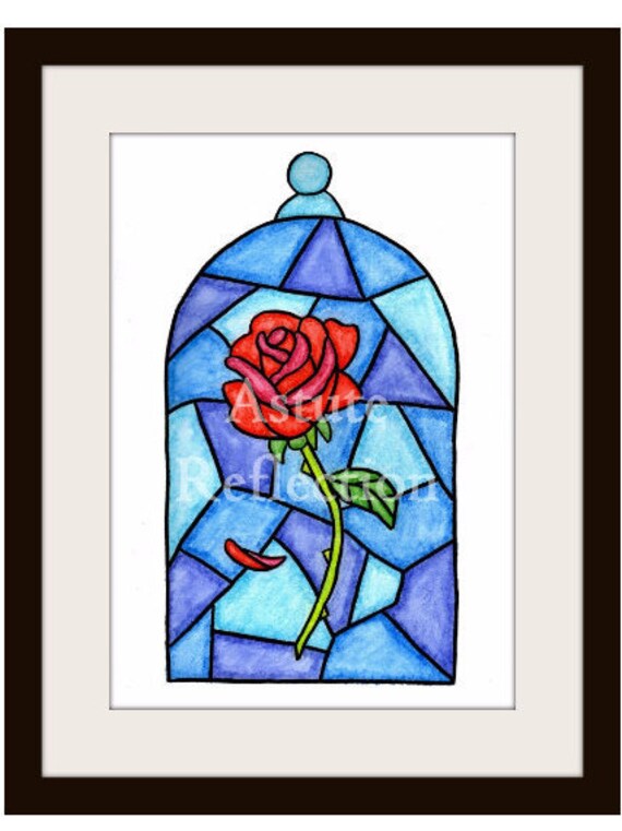 Rose inside Glass Beauty and the Beast Inspired Stained