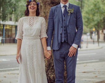 Edwardian wedding dress | Antique tea dress | Vintage lace white dress | white cotton 1910s Edwardian dress