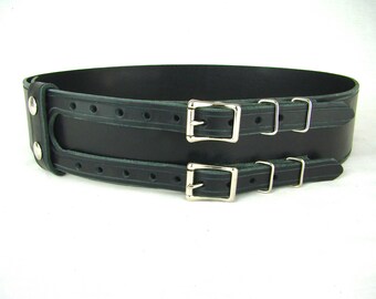 Kilt Belt Double Buckle Kilt Belt Black Leather Belt Basic Double Buckle Belt