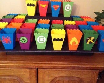 Popcorn Boxes, treat box, decorations, superhero, party supplies, birthday party, candy box, super hero party, boys birthday party idea,