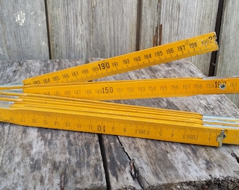 Vintage folding ruler, Wooden ruler, White wooden meter, Measuring device, Measuring tools, Foldable ruler, Antique ruler, Old wooden ruler.