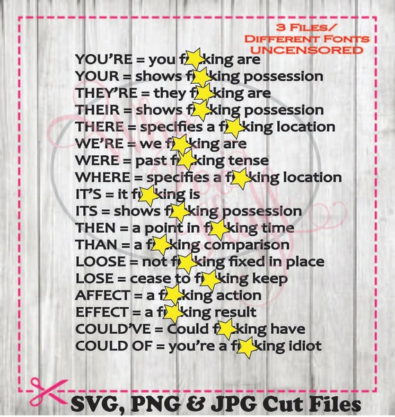 Common misused words grammar pet peeves svg png jpg cutting