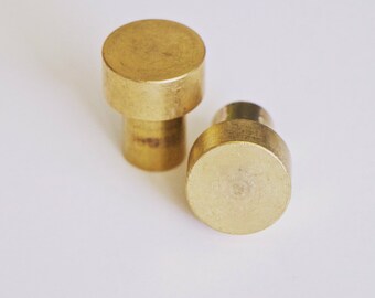 Brass Hardware: Small 3/4" Brass Knob Drawer Pull Cabinet