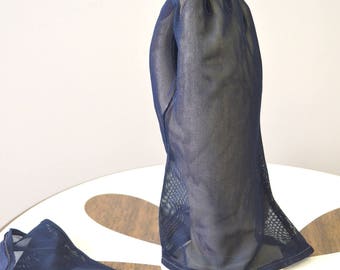 1940s Navy Mesh Gloves