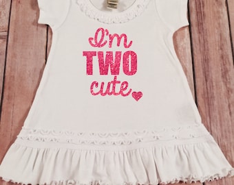 Second Birthday Dress Pink Sparkle Birthday Shirt Baby Girl 2nd Birthday Two Shirt Girl Second Birthday Shirt Cake Smash 2nd Birthday Outfit