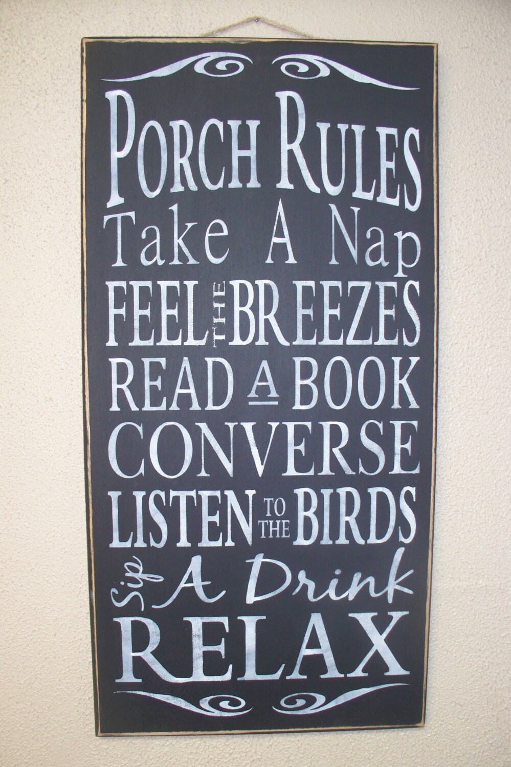 Porch Rules Wooden Sign Hand Painted Black Chalk Paint Large Porch Rules Wooden Sign Hand Painted Black Chalk Paint Large Subway Art Typography Rustic