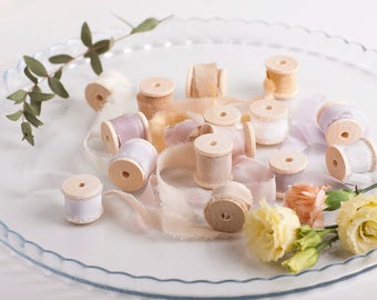 1/2 inch Silk Ribbon Hand Dyed for Wedding Invitations, Tags, Decoration and more / 6 yards of any color from our pallete