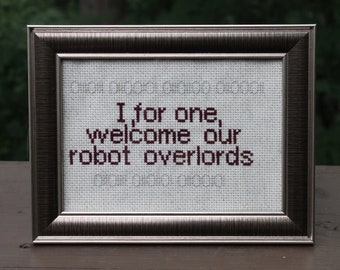 Robot Overlords Cross Stitch