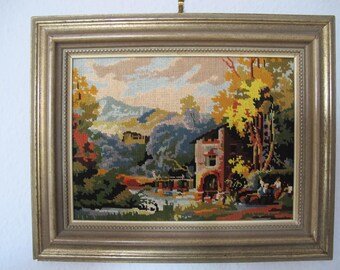 Small tapestry "washerwomen" cross stitch