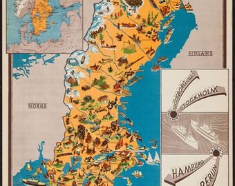 Vintage Schweden Tourismus Poster 2 A3 drucken