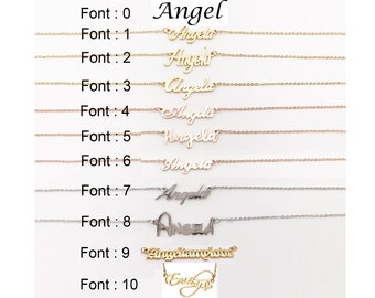 personalized name tag necklace- engraved name necklace - name tag necklace in Golden Silver Angela
