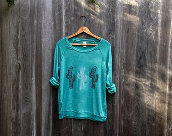 desert girl Cactus Shirt, Slouchy Pullover, Yoga Top, Cactus Gift, Girlfriend Gift