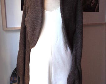 VINTAGE 1970s Shawl Neck Balloon Sleeve Sweater