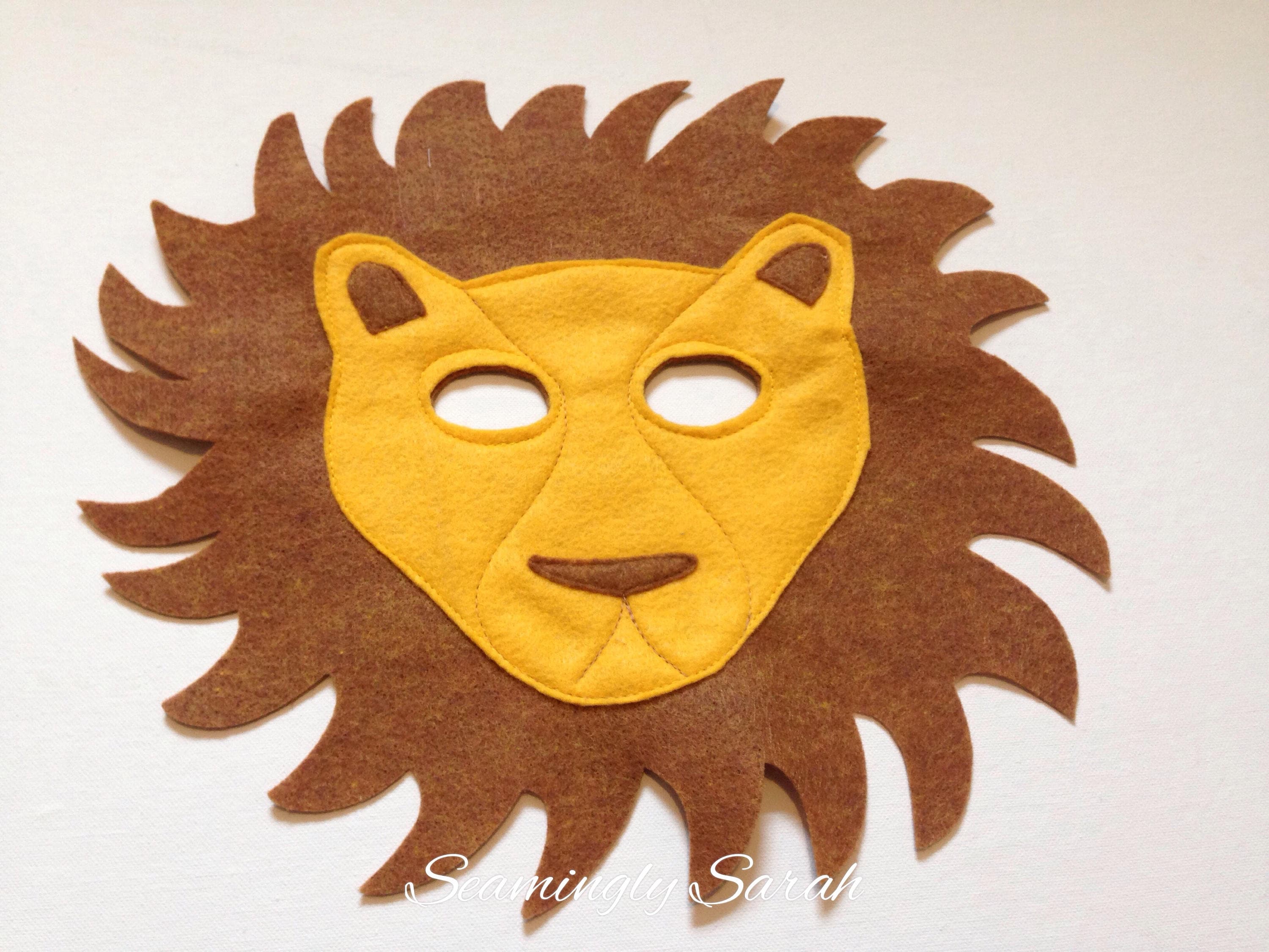 Kids Felt Lion Mask Handmade Childs Dress Up Costume