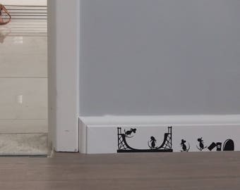 Skater Mice, Wall Decal, Graffiti, Mice, Silhouette, Cute, Adorable, Vinyl, Decal, Sticker, Interior design, Funny Decal, Christmas Gift