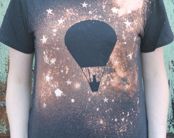 Grunge Cat T Shirt with Night Sky