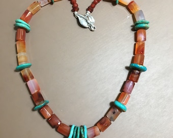 Turquouse Carnelian necklace bold statement necklace