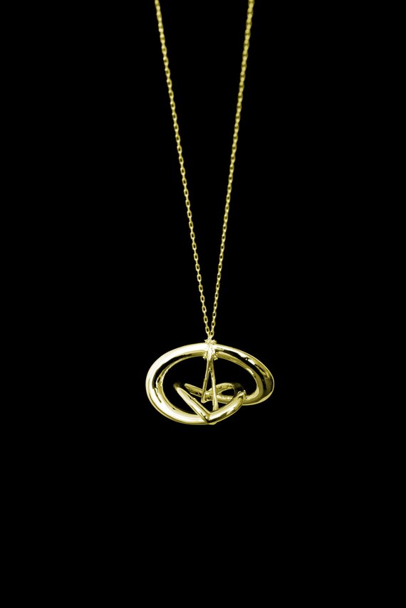 3d Music Necklace - "Triune" - Original 14 Karat Gold Pendant - Fifth Octave Harmony - Techniflow Soundstill Series