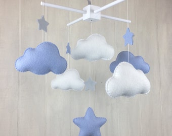 Baby mobile - cloud mobile - star mobile - gender neutral - nursery decle - baby crib mobile