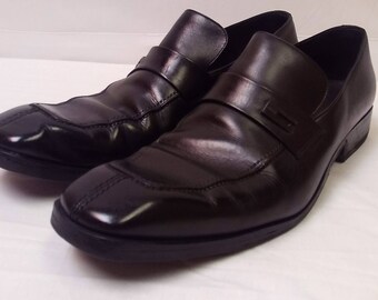 Vintage Mid 90's GUCCI Men's Black Leather Split Toe Loafers Shoes Size 11.5 D