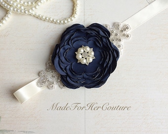 Navy Bridesmaid Sash/Belt, Flower girl Sash, flower girl belt, Rustic Sash, Wedding Sash, wedding belt, bridal sash/belt, Navy Bridal sash