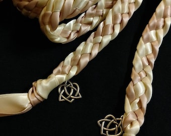 Ivory and Blush/ Light Pink Handfasting Ceremony Braid- Celtic Heart- 6 feet- Wedding- Fast Shipping- Binding Rope- Tying the Knot