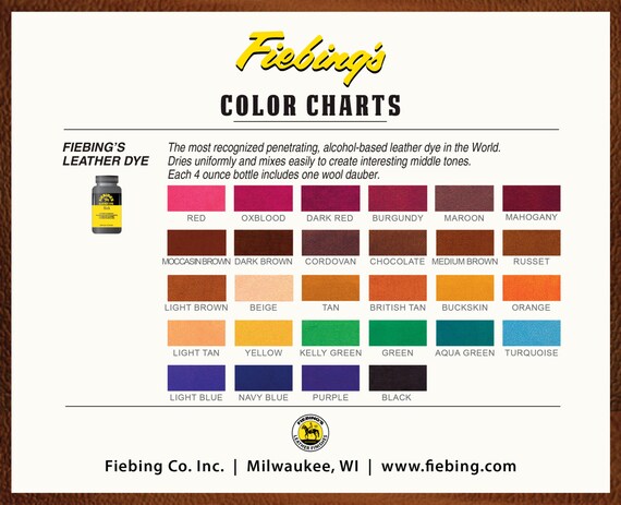 leather dye fiebing s 4oz 118ml all 29 fiebing s leather dye color chart