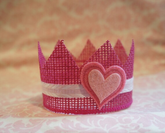 Hot pink burlap crown/ girl crowns/ Newborn Photo prop/ baby