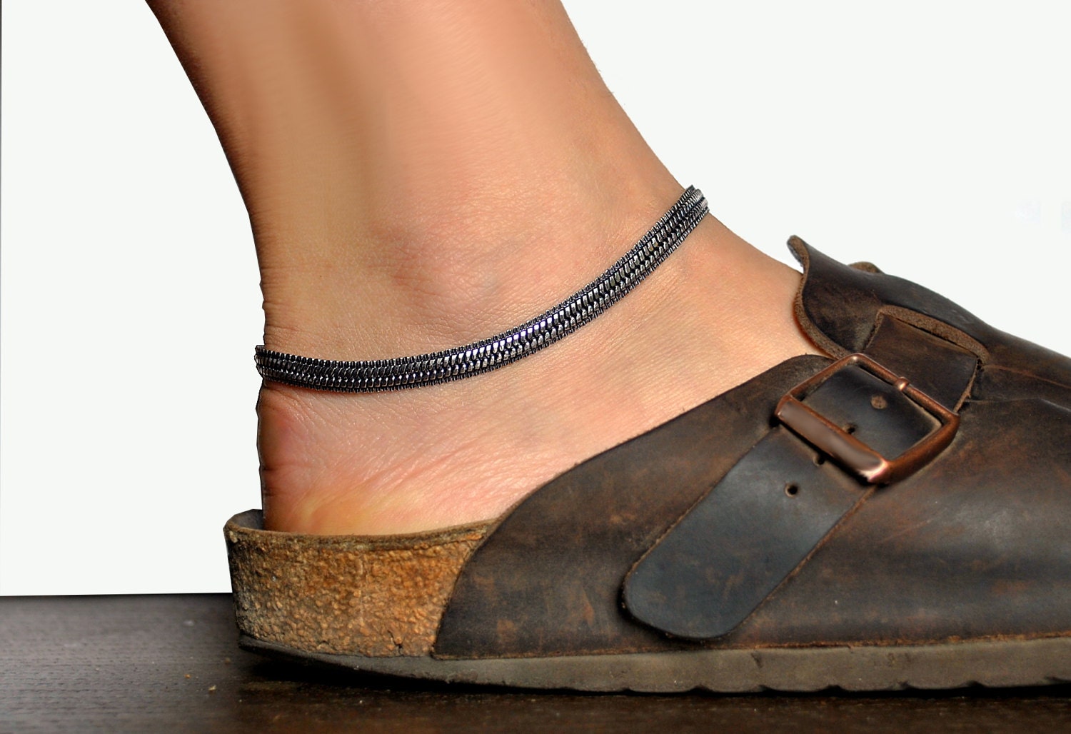 Thick ankle bracelet Silver Anklet Belly Dance Gypsy tribal