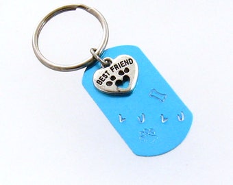 Personalized Dog Key Chain/Pet Key Ring/Hand Stamped Dog Keyring/Gift for Dog Owners/Personalized Gifts for Dog Lovers Keychain/Personalised