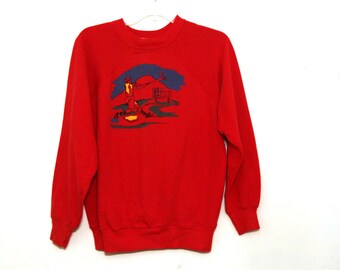 Vintage 80s sweatshirt puffy paint baseball primary colors