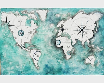 HOLIDAY SALE 25% OFF - World Atlas Tapestry Painting