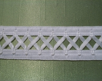 Vintage White Lattice Trim Millinery Quality 2 Yards