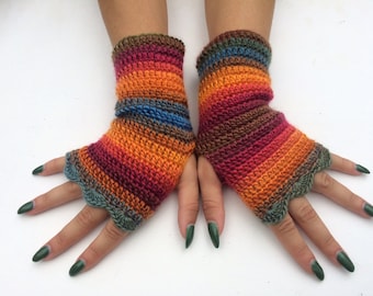 Arm Warmers Fingerless Gloves wristwarmer gloves winter accessory, women gift fingerless mittens, autumn gloves, winter gloves, hand crochet