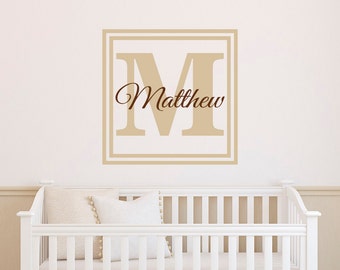 Personalized Initial Name Wall Decal- Monogram Wall Decal- Name Initials Wall Decal For Bedroom Nursery Kids Family Wall Art Home Decor M028