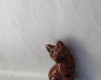 Tiny Mahogany Obsidian Cat Figurine