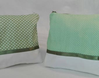 Two-tone case green and white polka dots