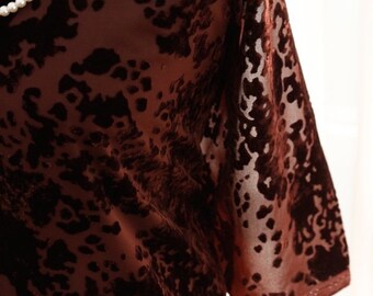 Knotty Blouse in Milk Chocolate Burnout Stretch Velvet Damask - The 