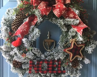Christmas wreath for front door, Holiday Outdoor Wreath, country christmas wreath, rustic country wreath, southern charm christmas wreath
