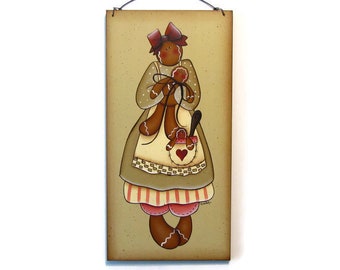 Primitive Gingerbread Sign, Handpainted Wood, Hand Painted Ginger Sign, Home Decor, Wall Art, Tole Decorative Painting