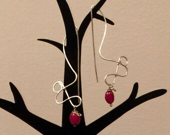 Ruby Argentium Sterling Silver Whisper Earrings