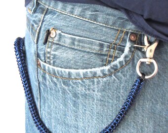 Blue Wallet Chain, Biker Wallet Chain, Gift for Boyfriend, Dad Gifts, Chain Wallet, Chainmaille, Chainmail Wallet Chain, Wallet Leash