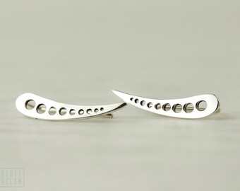 Sterling Silver Ear Cuff Moon Phase Ear Climber Celestial Ear Crawler Earrings Boho Minimalist Jewelry Silver Gold - FES014
