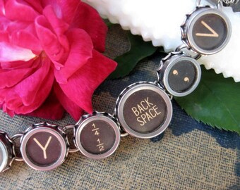 Typewriter Key Bracelet - Antique Typewriter Jewelry B31