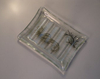 Fused Glass Seahorse Soap Dish - 03651