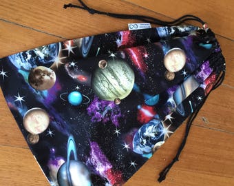 Library, Toy, Sport Bag,Space, Planets,Large 35 x 45cm Double Drawstring, Quality Hand Made