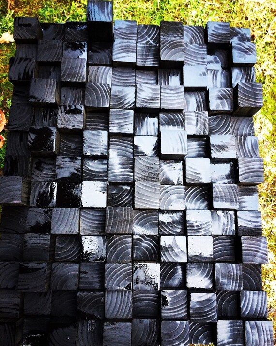 Wooden block wall sculpture