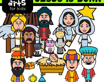 Jesus Is Born Clip Art - bible based - bible characters - SVG - png clip arts - digitalgraphics - instant download - bible story - nativity